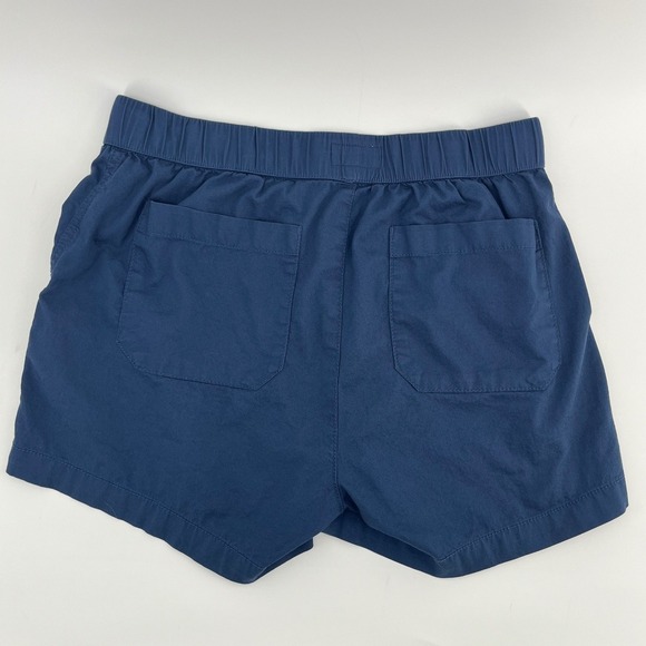 Pact Women's Daily Twill Blue Cotton Shorts Elastic Waist Drawstring Size Medium - Picture 2 of 7